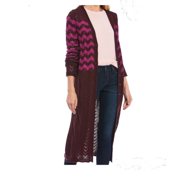Jessica Simpson Sweaters - Jessica Simpson Chevron Long Open Cardigan Small To Medium BNWT